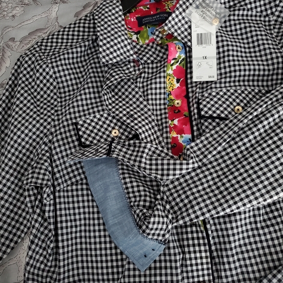 Jones New York checkered shirt / blouse NWT - Picture 5 of 7